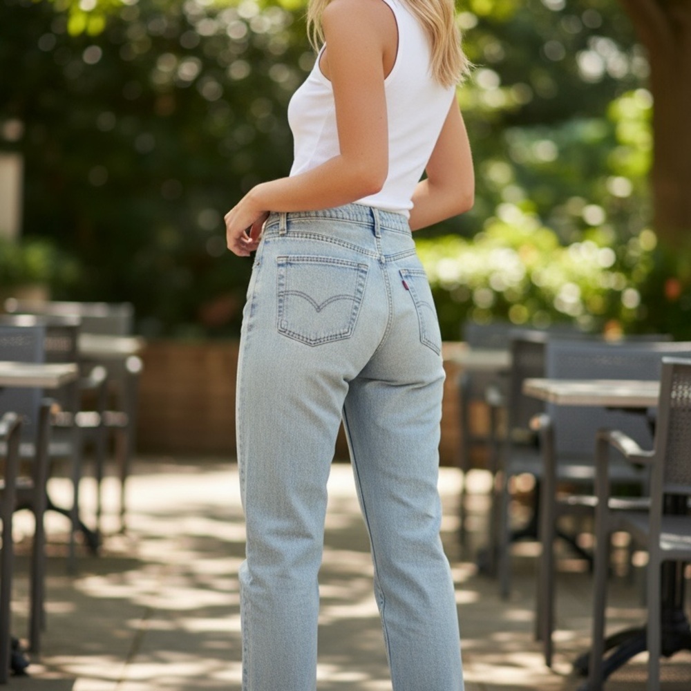 Vintage Levi's 555 Women's Light Blue Straight Leg Jeans